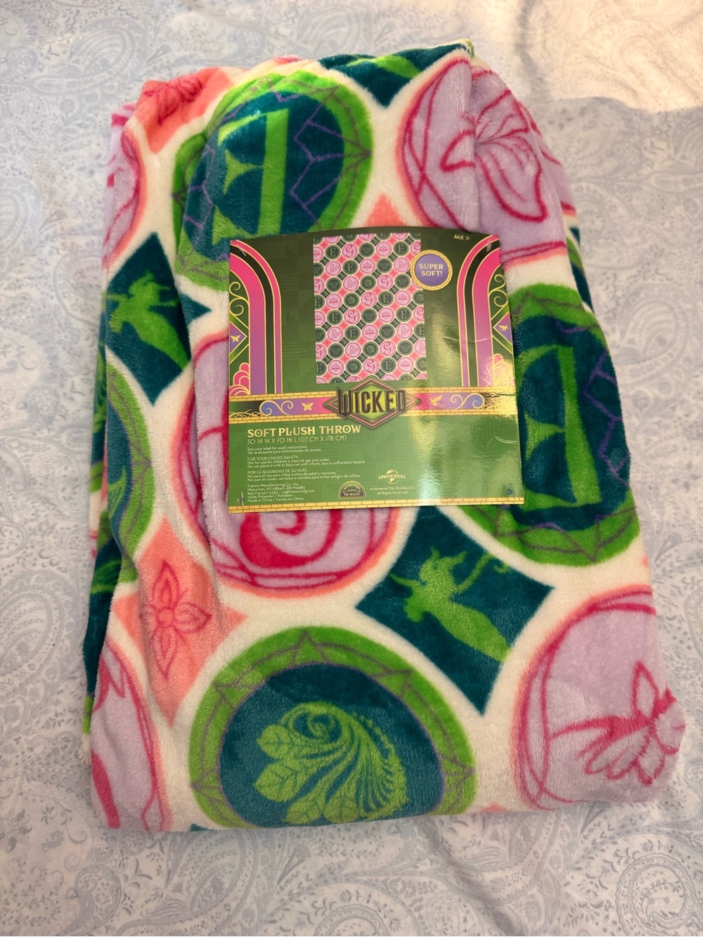 Wicked The Movie Super Soft Plush Throw Blanket - Multicolor